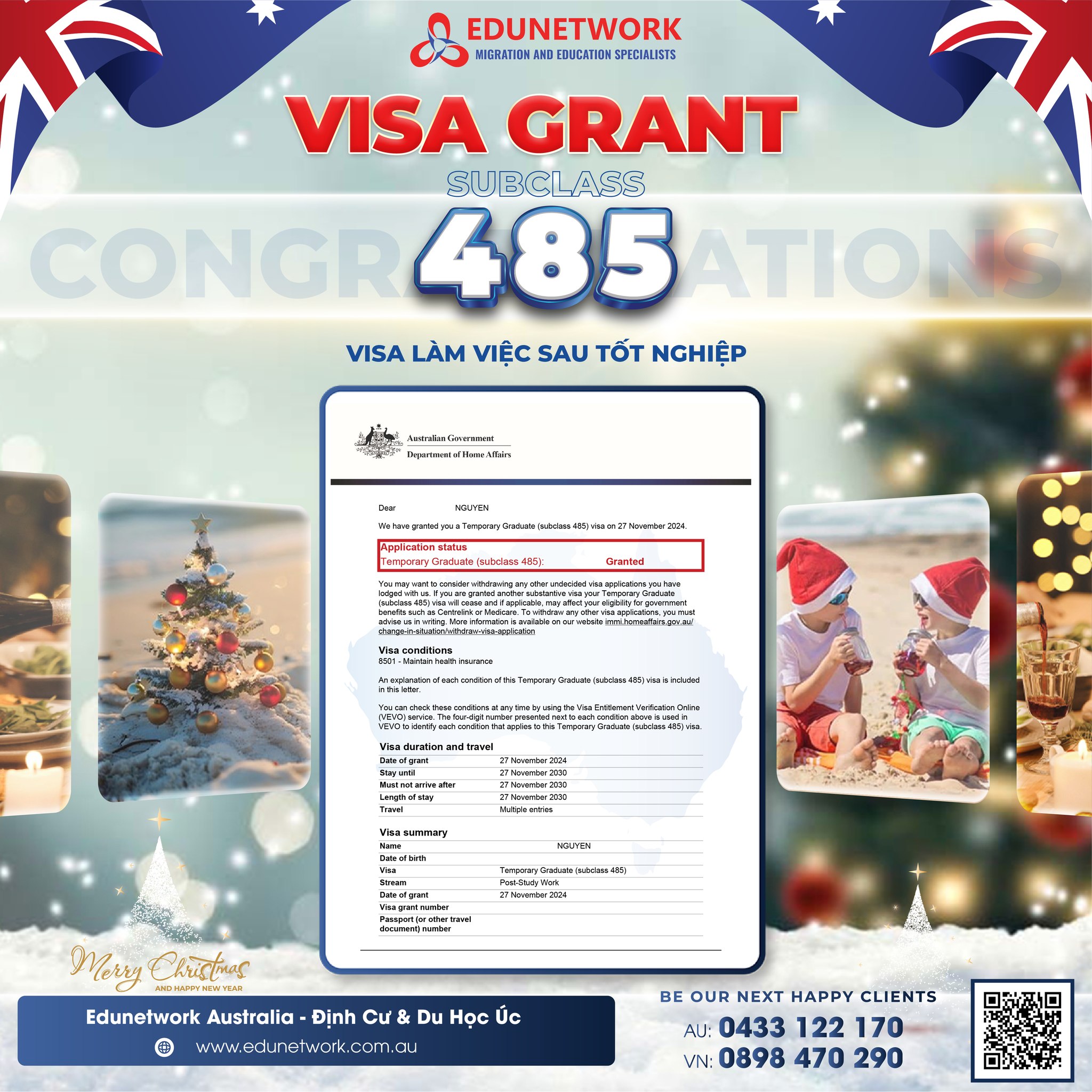 visa grant 485