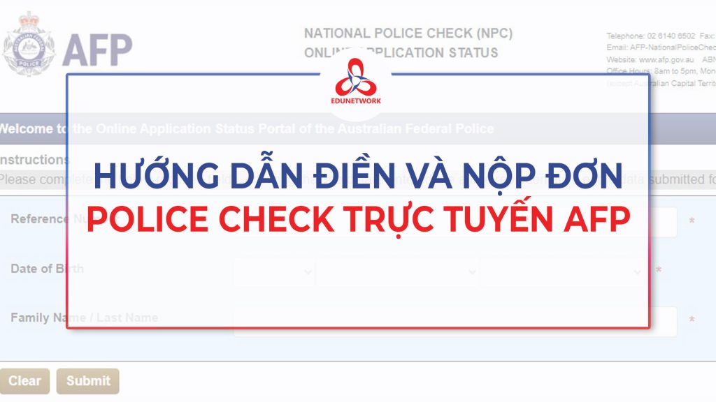 Hướng dẫn điền và nộp đơn Police check trực tuyến AFP