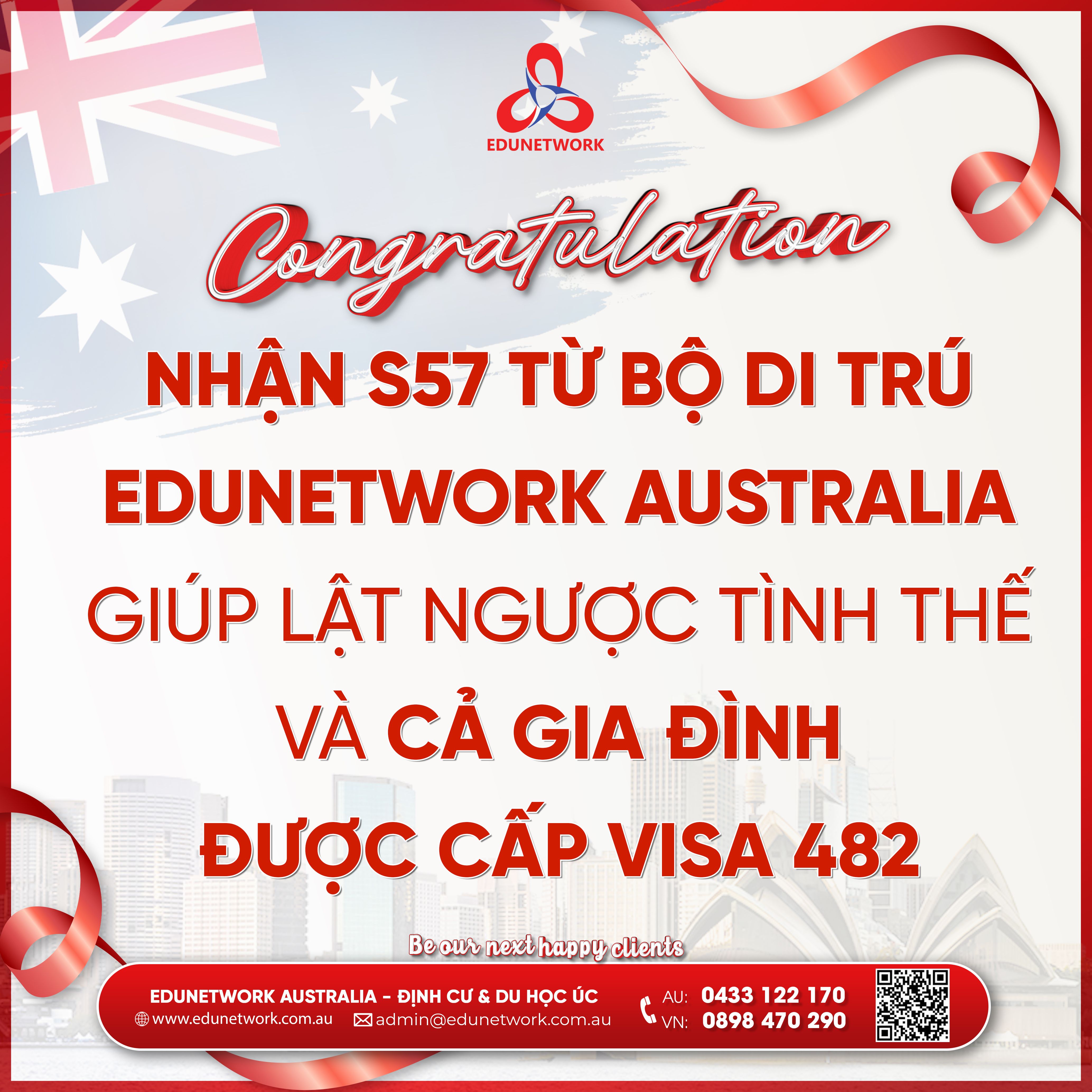 xử lý thành công thư s57 - visa 482 được cấp